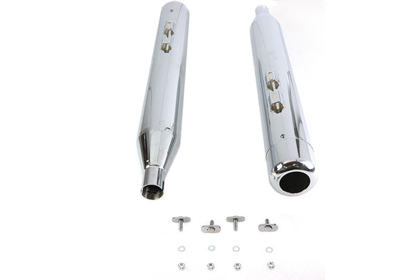 V-Twin - 30-3195 - 4 inch Muffler Set with Chrome Hollow Point End Tips - Fits 1995-2016 Harley-Davidson FLT