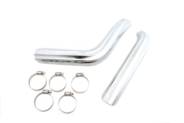 V-Twin - 30-3214 - Ribbed Heat Shield Set Chrome - Fits 1986-1999 Harley-Davidson FXST