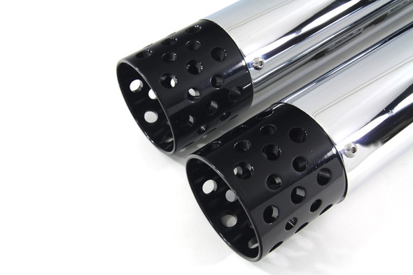 V-Twin - 30-3383 - Muffler Set with Black Shooter Style Ends - Fits 1995-2016 Harley-Davidson FLT