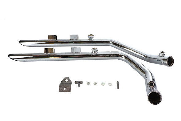 V-Twin - 30-3426 - Wyatt Gatling Exhaust Drag Pipe Set Slash Cut Chrome - Fits 2007-2013 Harley-Davidson XL