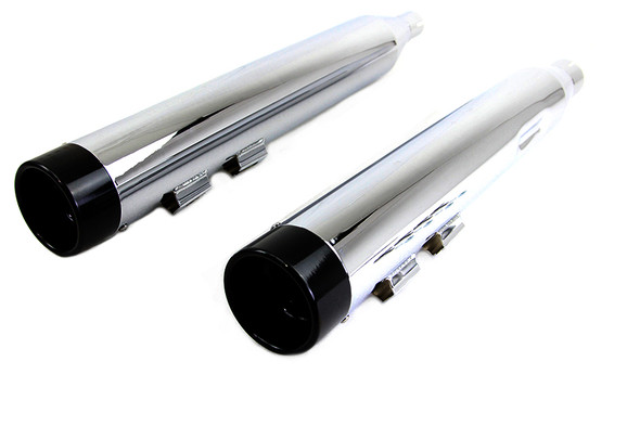 V-Twin - 30-4010 - Wyatt Gatling Muffler Set Chrome with Black Stub Nose Tip V-Twin - 30-4010 - Wyatt Gatling Muffler Set Chrome with Black Stub Nose Tip