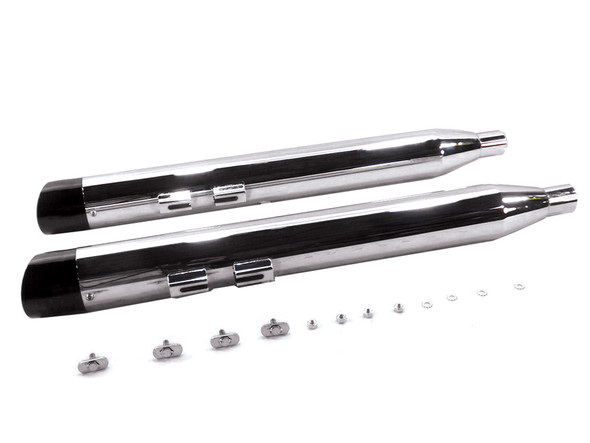 V-Twin - 30-4094 - Chrome Muffler Set with Slash Cut End Tips - Fits 1995-2016 Harley-Davidson FLT