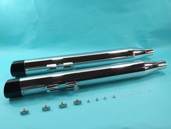 V-Twin - 30-4094 - Chrome Muffler Set with Slash Cut End Tips