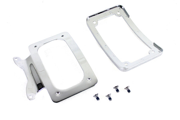 V-Twin - 31-0018 - Curved License Plate with Frame Chrome - Fits 2006-2008 Harley-Davidson FLHX, 2009 FLHR, FLTR, FLHT