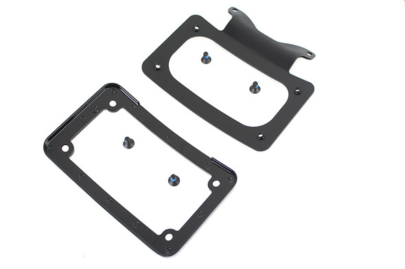 V-Twin - 31-0019 - Curved License Plate with Frame Black - Fits 2006-2008 Harley-Davidson FLHX, 2009 FLHR, FLTR, FLHT