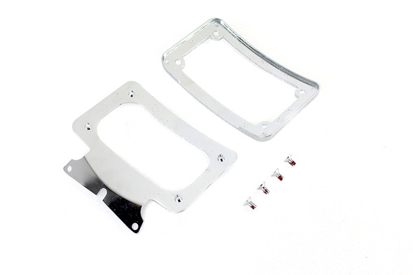 V-Twin - 31-0020 - Curved License Plate with Frame Chrome