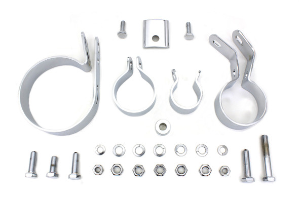 V-Twin - 31-0031 - Chrome Exhaust System Clamp Kit - Fits 1941-1957 Harley-Davidson FL, 1941-1952 EL