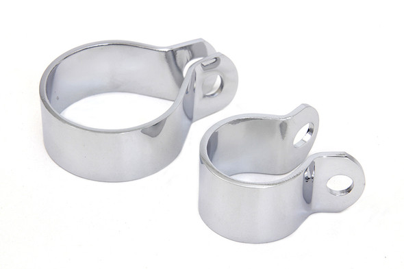 V-Twin - 31-0229 - Front Exhaust Chrome Clamp Set - Fits 1941-1969 Harley-Davidson FL, 1936-1940 EL