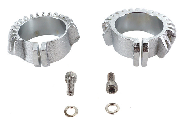V-Twin - 31-0425 - Replica Chrome Finned Exhaust Clamp Set