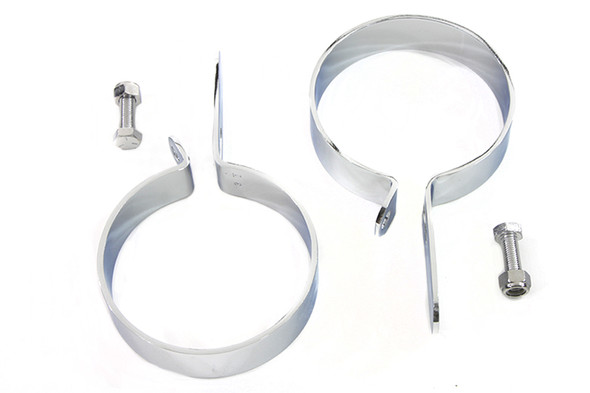 V-Twin - 31-1977 - Chrome 3-1/2 inch Muffler Body and End Hanger Clamp Set
