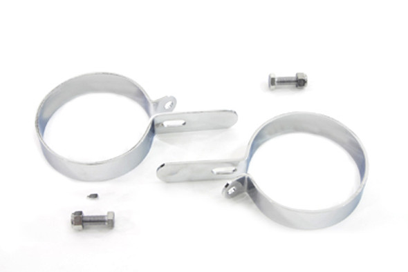 V-Twin - 31-1977 - Chrome 3-1/2 inch Muffler Body and End Hanger Clamp Set
