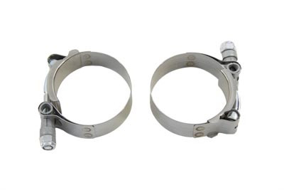 V-Twin - 31-2111 - Stainless Steel Hex Nut Type Exhaust Clamp Set - Fits 1948-1965 Harley-Davidson FL