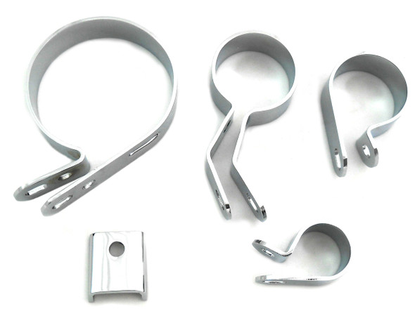V-Twin - 31-3951 - Chrome Exhaust Clamp Kit - Fits 1941-1947 Harley-Davidson FL