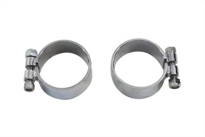 V-Twin - 31-3960 - Chrome Allen Type Exhaust Clamp Set Wide - Fits 1948-1965 Harley-Davidson FL