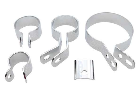 V-Twin - 31-9012 - Chrome Exhaust Clamp Kit - Fits 1941-1948 Harley-Davidson ULH