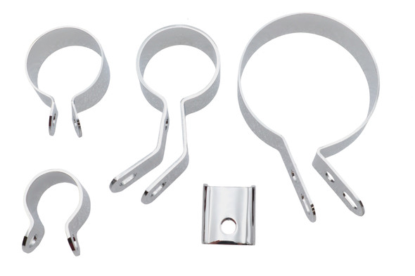 V-Twin - 31-9012 - Chrome Exhaust Clamp Kit - Fits 1941-1948 Harley-Davidson ULH
