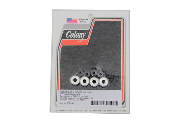 V-Twin - 3179-8 - Rocker Arm Cover Oil Line Fitting Nuts and Seals Kit