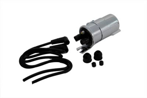 V-Twin - 32-0126 - Round Chrome 12 Volt Dual Coil with Bracket