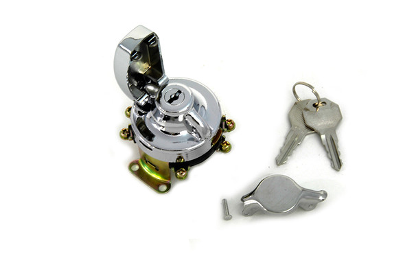 V-Twin - 32-0419 - Fat Bob Ignition Switch with 6 Terminals Chrome