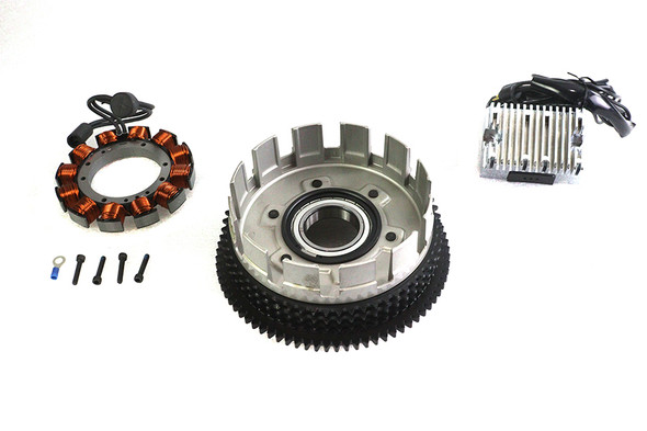 V-Twin - 32-0473 - Alternator 19 Amp Charging System Kit Chrome