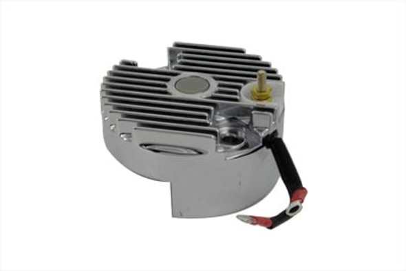 V-Twin - 32-0786 - Chrome 12 Volt Regulator End Cover with Low Output