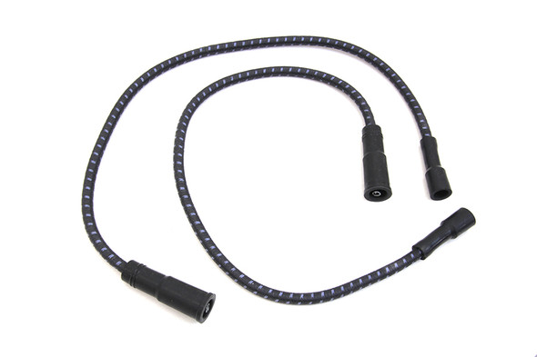 V-Twin - 32-7345 - Sumax Black with Blue Tracer 7mm Spark Plug Wire Set