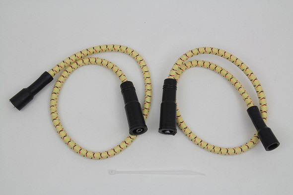 V-Twin - 32-7347 - Sumax Yellow with Black & Red Tracer 7mm Spark Plug Wire Set