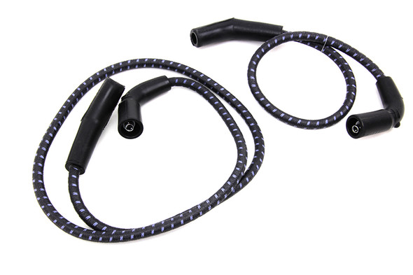V-Twin - 32-7350 - Sumax Black with Blue Tracer 7mm Spark Plug Wire Set