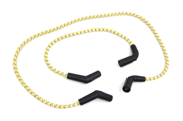 V-Twin - 32-7352 - Sumax Yellow with Black & Red Tracer 7mm Spark Plug Wire Set
