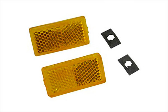 V-Twin - 33-0035 - Front Amber Reflector Set - Fits 1969-1971 Harley-Davidson FL