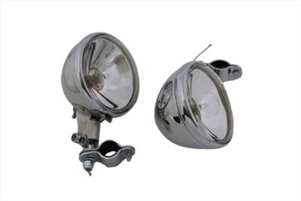 V-Twin - 33-0038 - Replica Chrome Guide Spotlamp Set 6 Volt