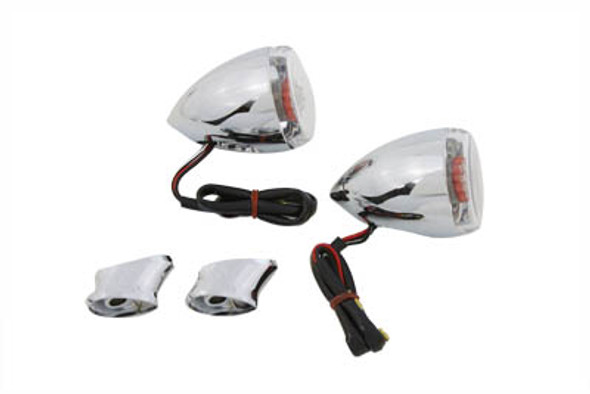 V-Twin - 33-0091 - Rear Turn Signal Kit Clear Lens Red LED