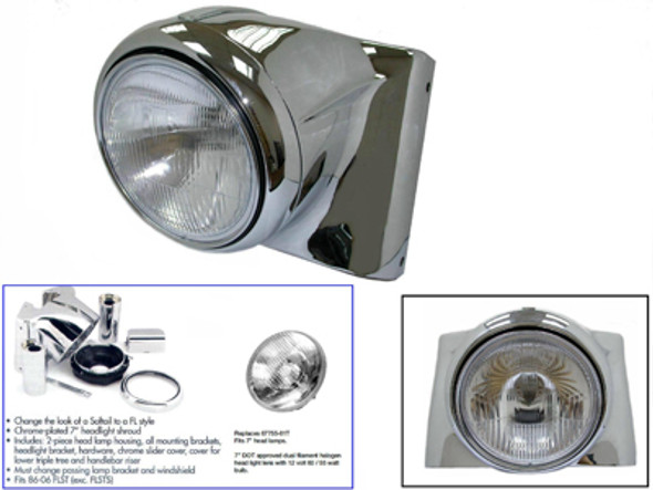 V-Twin - 33-0092 - Chrome 7 inch Headlamp Cowl Kit
