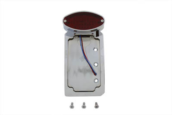 V-Twin - 33-0225 - Chrome Cateye LED Tail Lamp License Plate Assembly