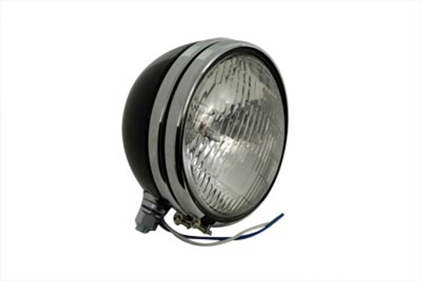 V-Twin - 33-0230 - Replica 5-3/4 inch Round Black Headlamp