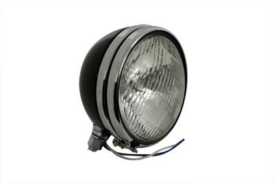 V-Twin - 33-0230 - Replica 5-3/4 inch Round Black Headlamp - Fits 1974-1984 Harley-Davidson FX, 1974-1994 XL, 1974-1984 FXE