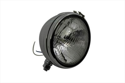 V-Twin - 33-0231 - Replica 5-3/4 inch Round Chrome Headlamp - Fits 1974-1984 Harley-Davidson FX, 1974-1994 XL, 1974-1984 FXE