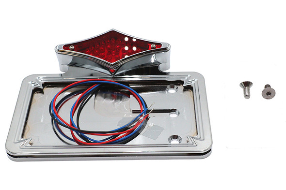 V-Twin - 33-0266 - Chrome Diamond LED Tail Lamp License Plate Assembly