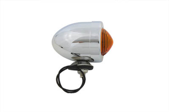 V-Twin - 33-0400 - Chrome Bullet Marker Lamp Amber Single Filament