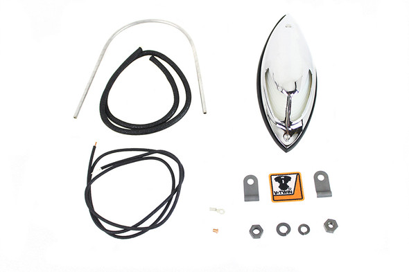V-Twin - 33-0429 - Replica Fender Lamp with Glass Lens 12 Volt