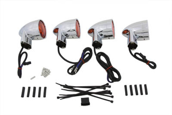 V-Twin - 33-0465 - Chrome Amber Lens Turn Signal Kit