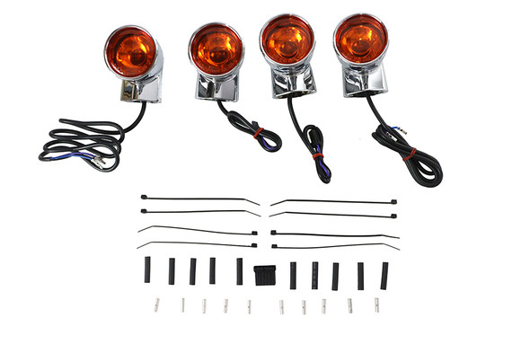 V-Twin - 33-0465 - Chrome Amber Lens Turn Signal Kit