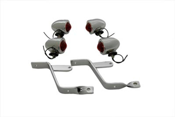 V-Twin - 33-0577 - Captain America Style Marker Lamp Kit With Red Lens