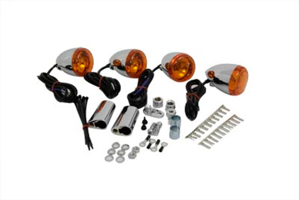 V-Twin - 33-0590 - Chrome Bullet Style Turn Signal Kit