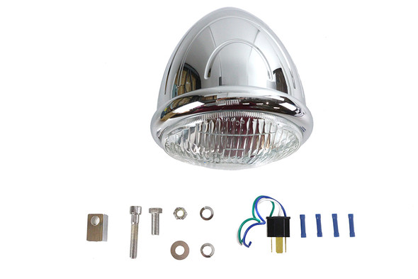 V-Twin - 33-0606 - 5-3/4 inch Headlamp Assembly Teardrop Style
