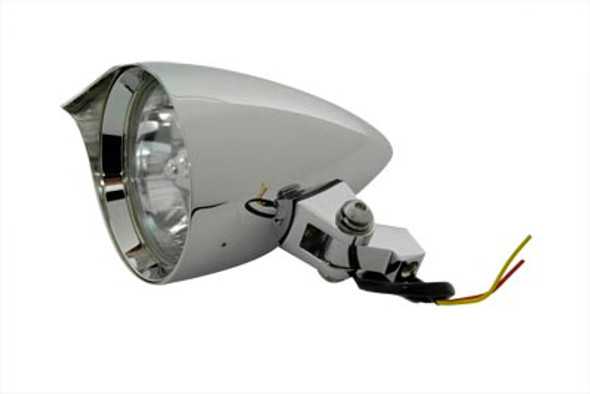 V-Twin - 33-0659 - 4-1/2 inch Round Chrome Billet Headlamp
