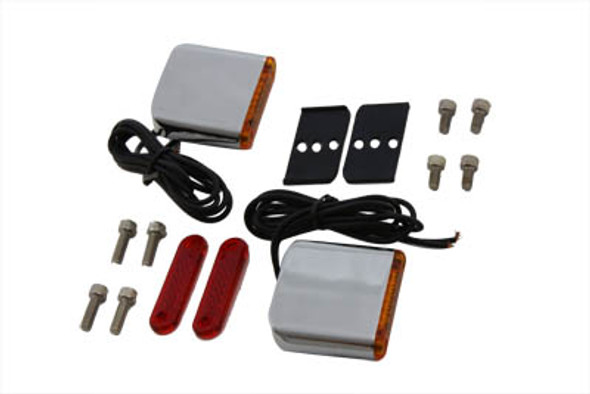 V-Twin - 33-0672 - Square Red and Amber Lens Marker Lamp Set