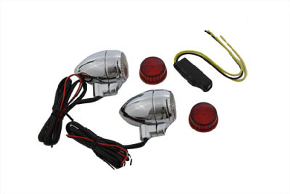 V-Twin - 33-0674 - Clear Lens with Red LEDs Marker Lamp Set