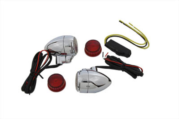 V-Twin - 33-0674 - Clear Lens with Red LEDs Marker Lamp Set