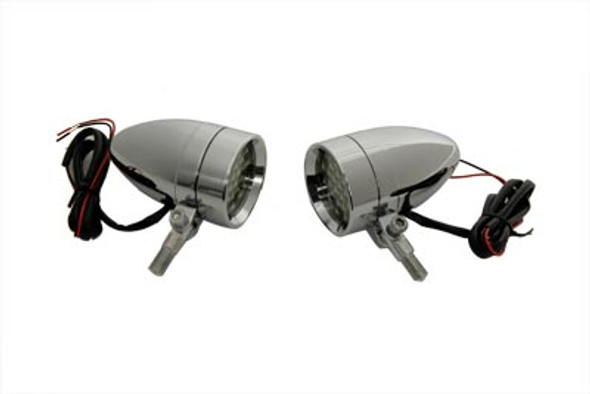 V-Twin - 33-0763 - Chrome Bullet Marker Lamp Set with Amber LEDs